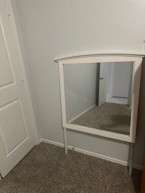 Source Unknown White Rectangular Wall Mirror with Simple Frame